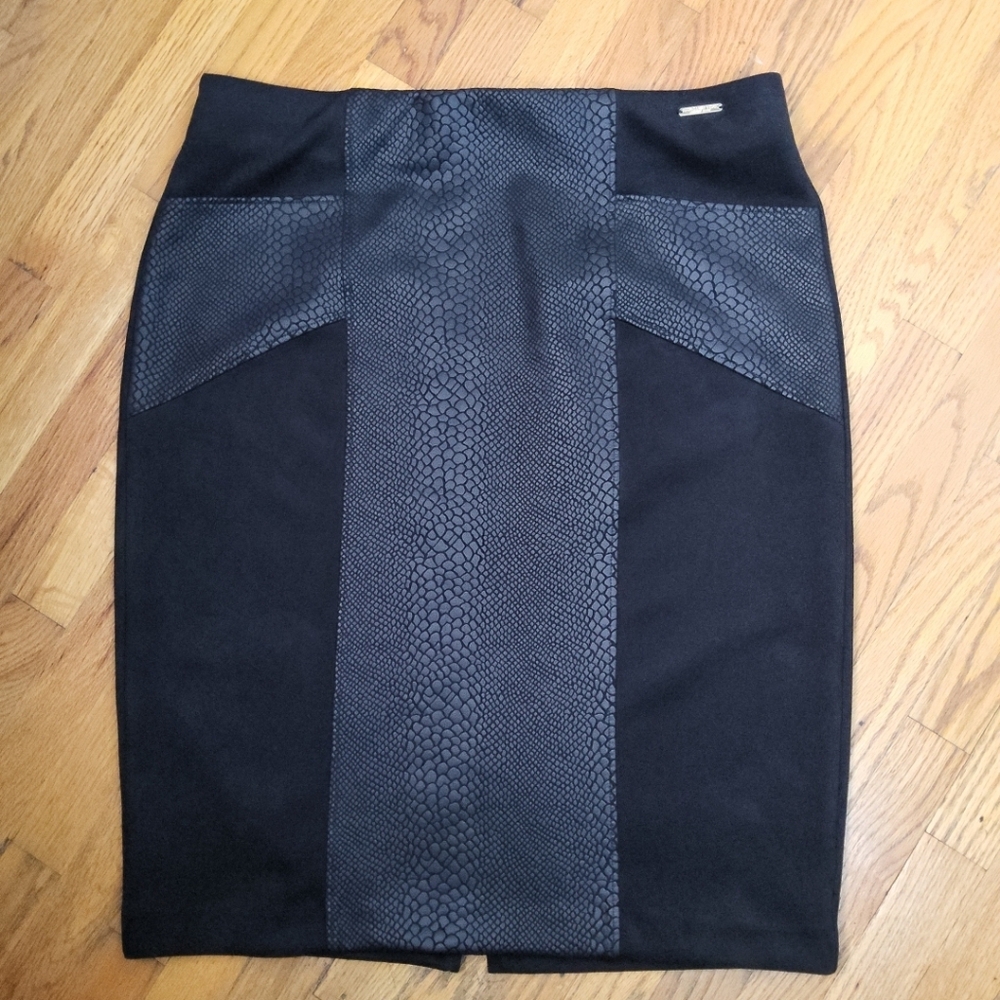 MARC NEW YORK Wmns Sz XL Black Faux SuedeP Faux & leather Pencil Skirt Stretch
